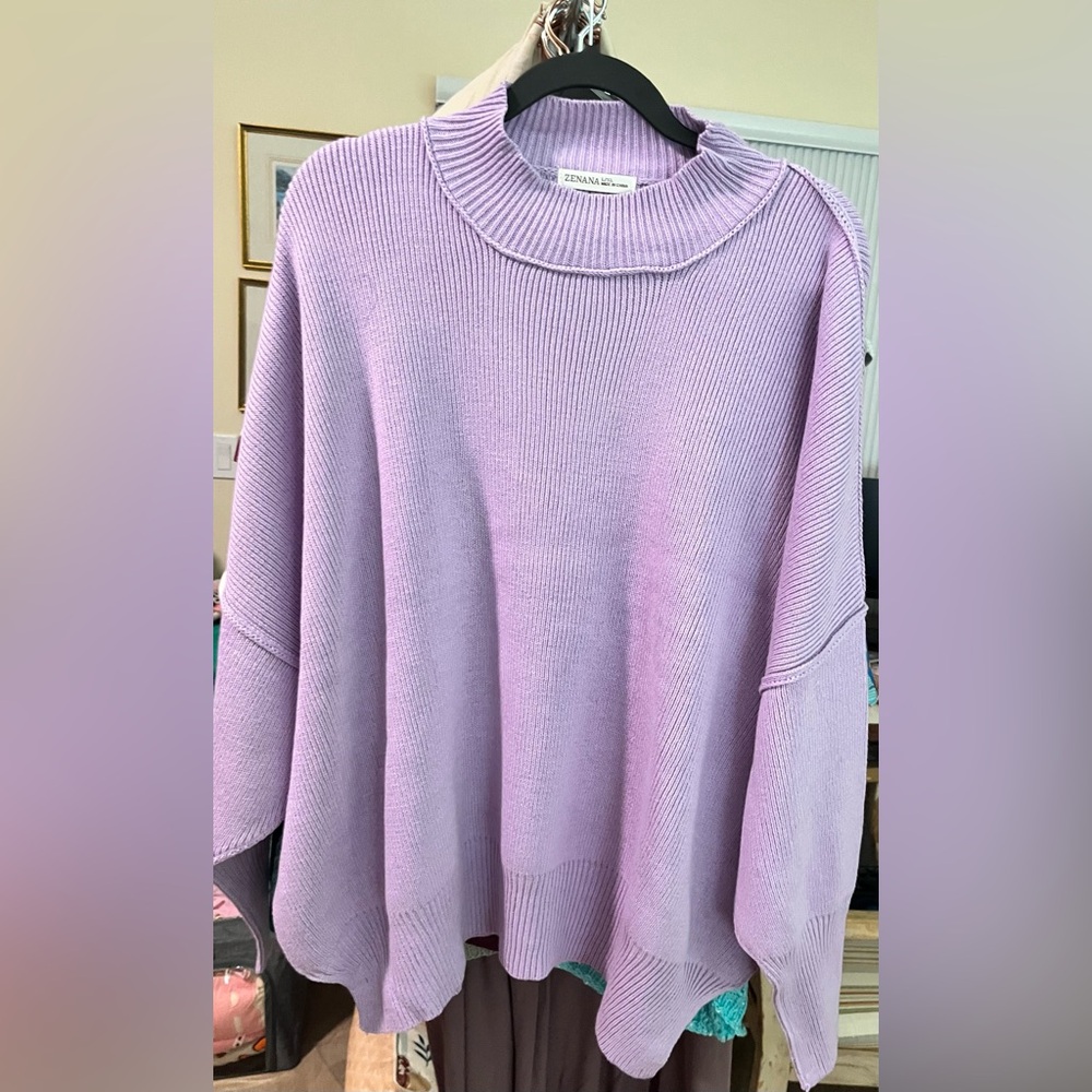 Zenana Outfitters Lilac Cowl Neck Sweater